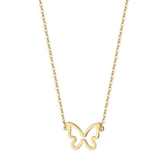 IP COLLAR DE ACERO DORADO PARA MUJER CON MARIPOSA DORADA