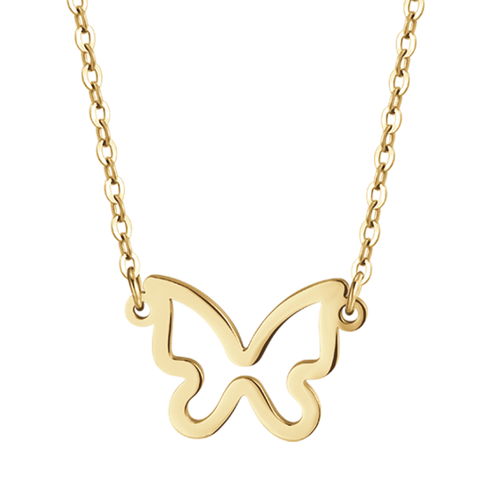 IP COLLAR DE ACERO DORADO PARA MUJER CON MARIPOSA DORADA