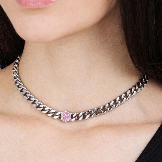 COLLAR DE ACERO PARA MUJER CON CRISTALES