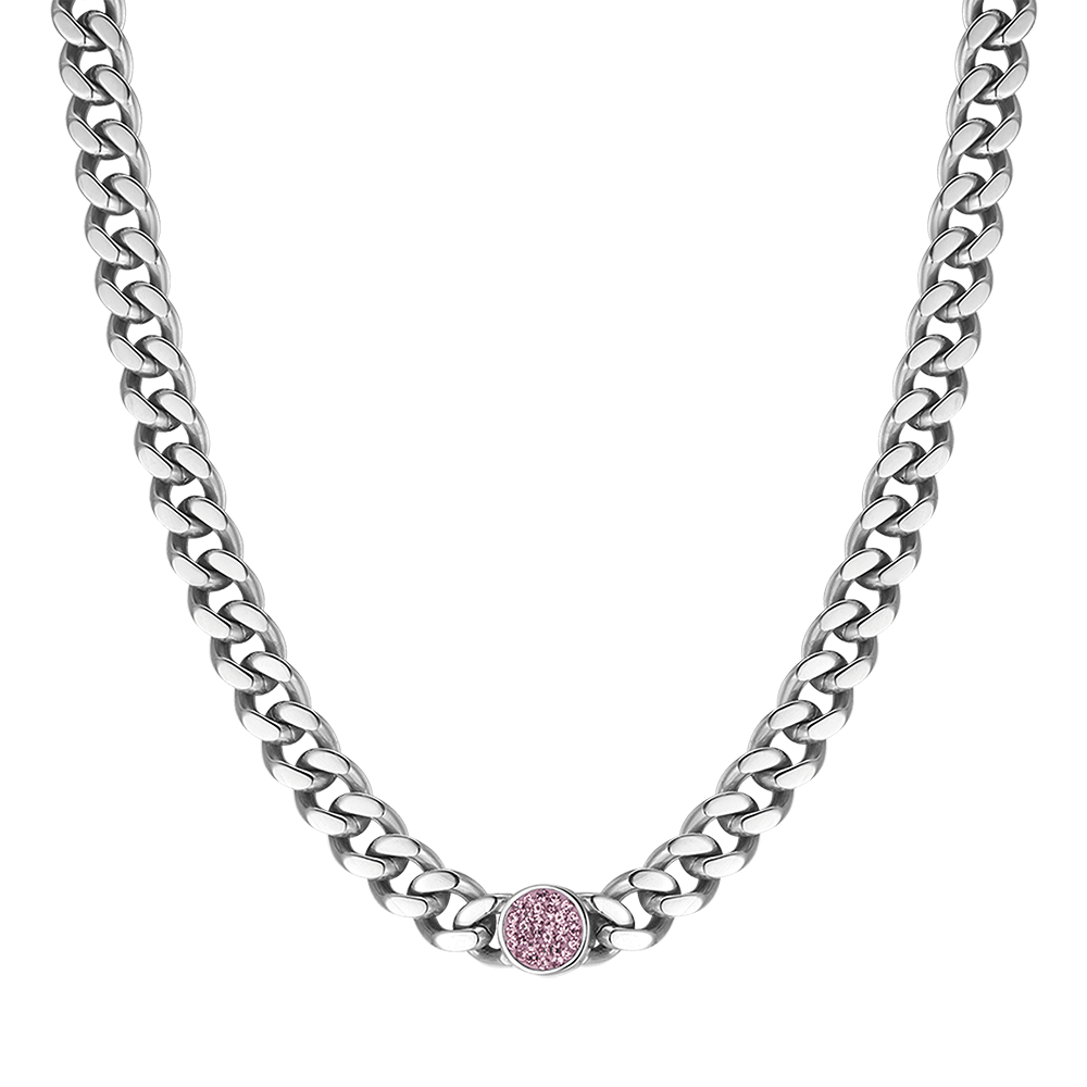 COLLAR DE ACERO PARA MUJER CON CRISTALES