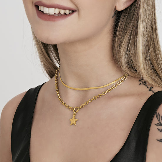COLLANA DONNA IN ACCIAIO IP GOLD MUTLIFILO CON STELLA