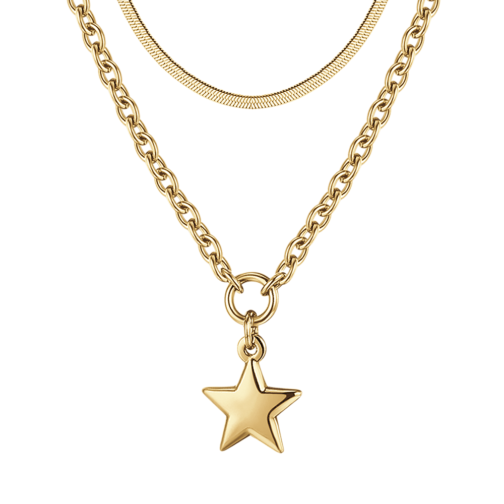 COLLANA DONNA IN ACCIAIO IP GOLD MUTLIFILO CON STELLA