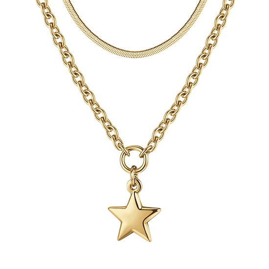 COLLANA DONNA IN ACCIAIO IP GOLD MUTLIFILO CON STELLA