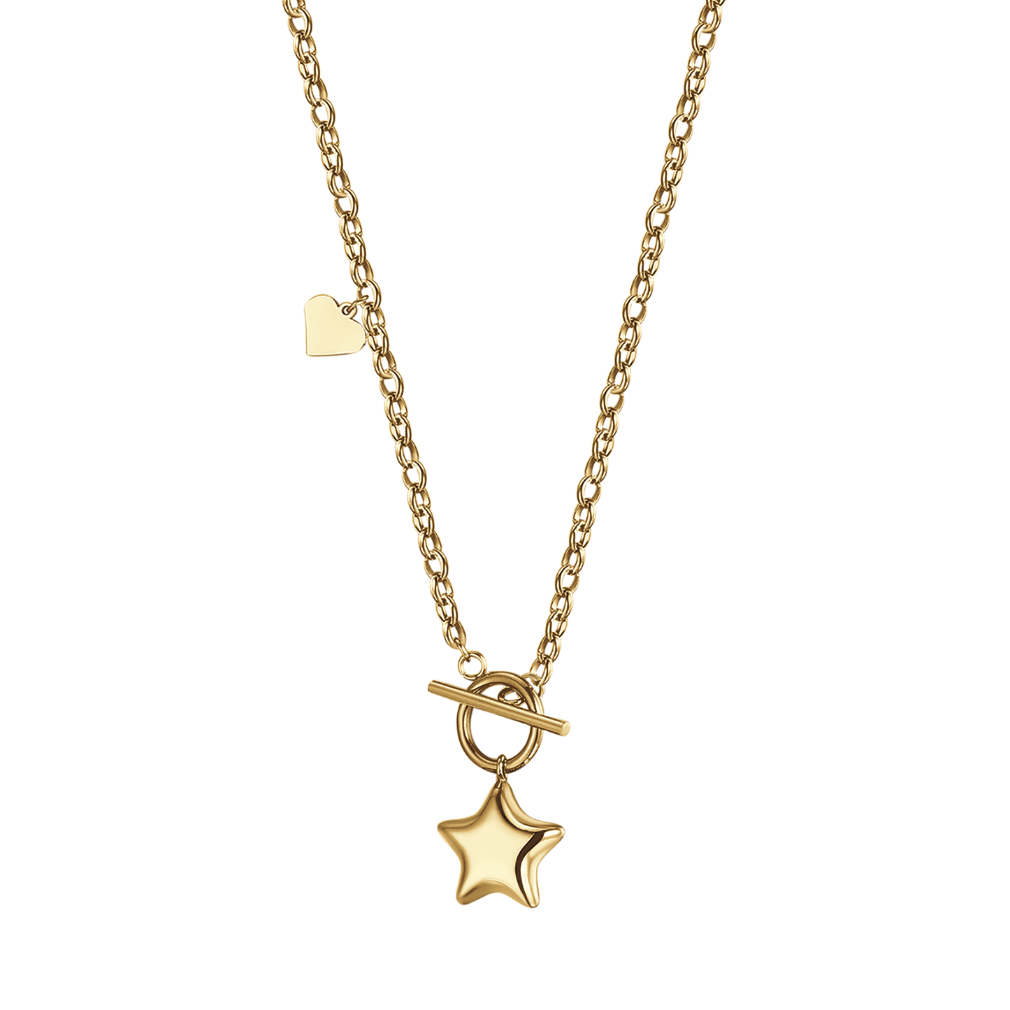 COLLAR DE MUJER EN ORO IP CON ESTRELLA Y CORAZÓN Luca Barra