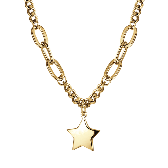 IP COLLAR DE ACERO DORADO PARA MUJER CON COLGANTE DE ESTRELLA