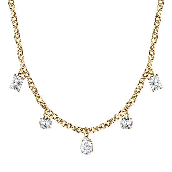 COLLAR DE MUJER EN ACERO ORO IP CON CRISTALES BLANCOS Colgantes Luca Barra
