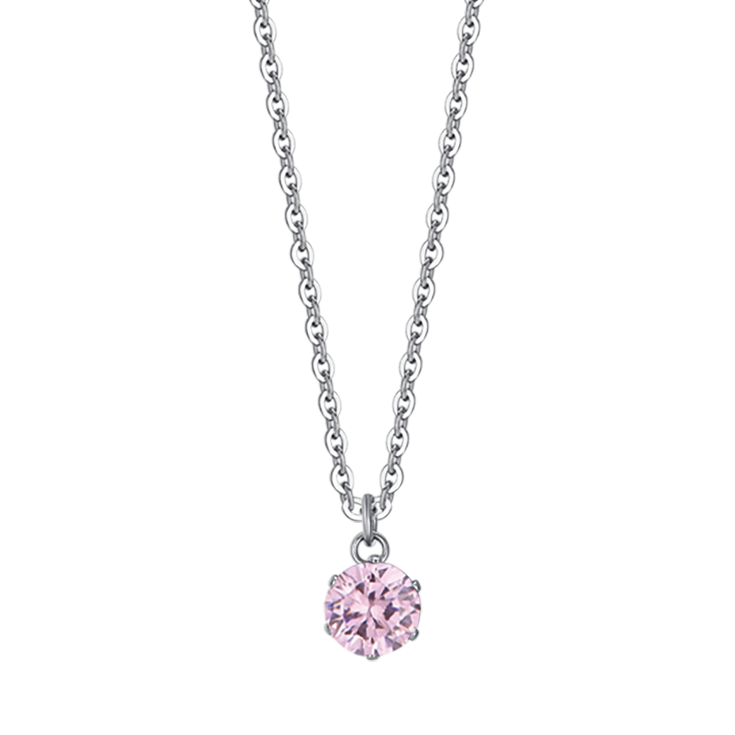 COLLAR DE ACERO PARA MUJER CON CRISTAL ROSA