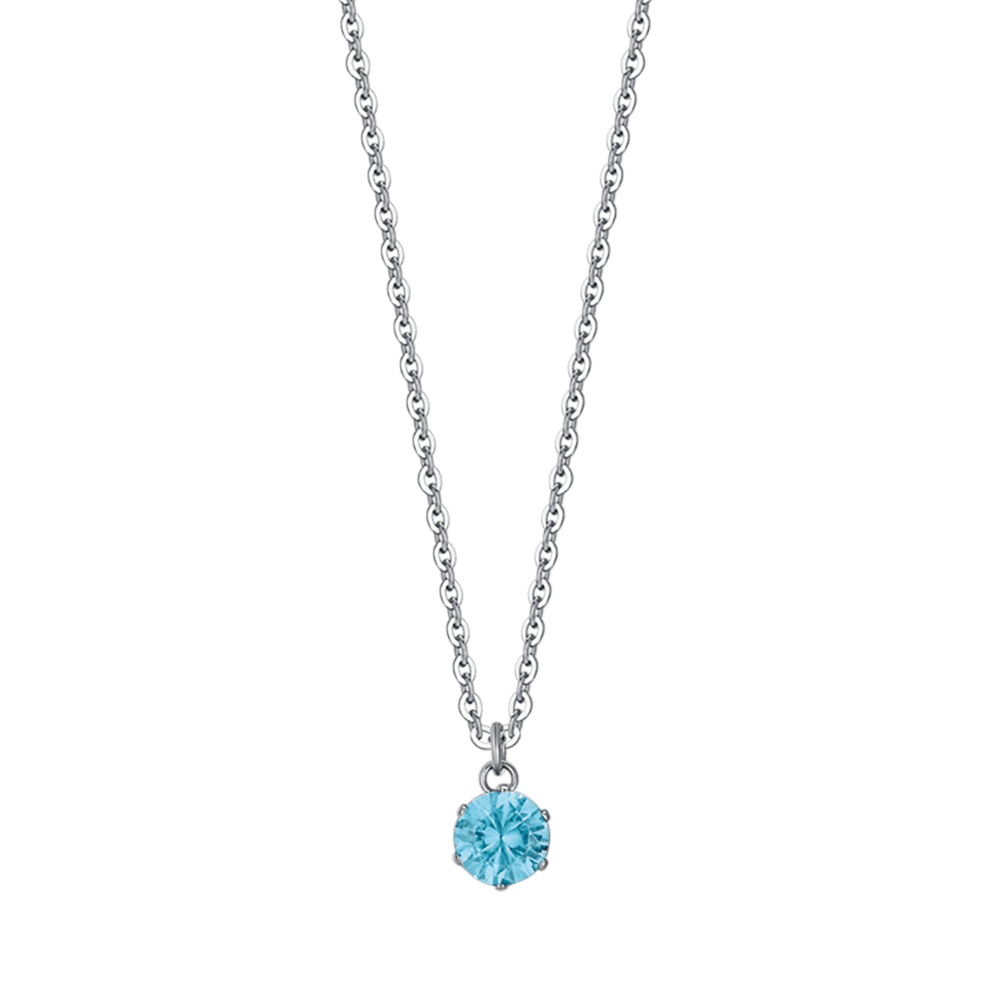 COLLAR DE ACERO PARA MUJER CON CRISTAL AZUL
