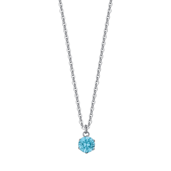 COLLAR DE ACERO PARA MUJER CON CRISTAL AZUL