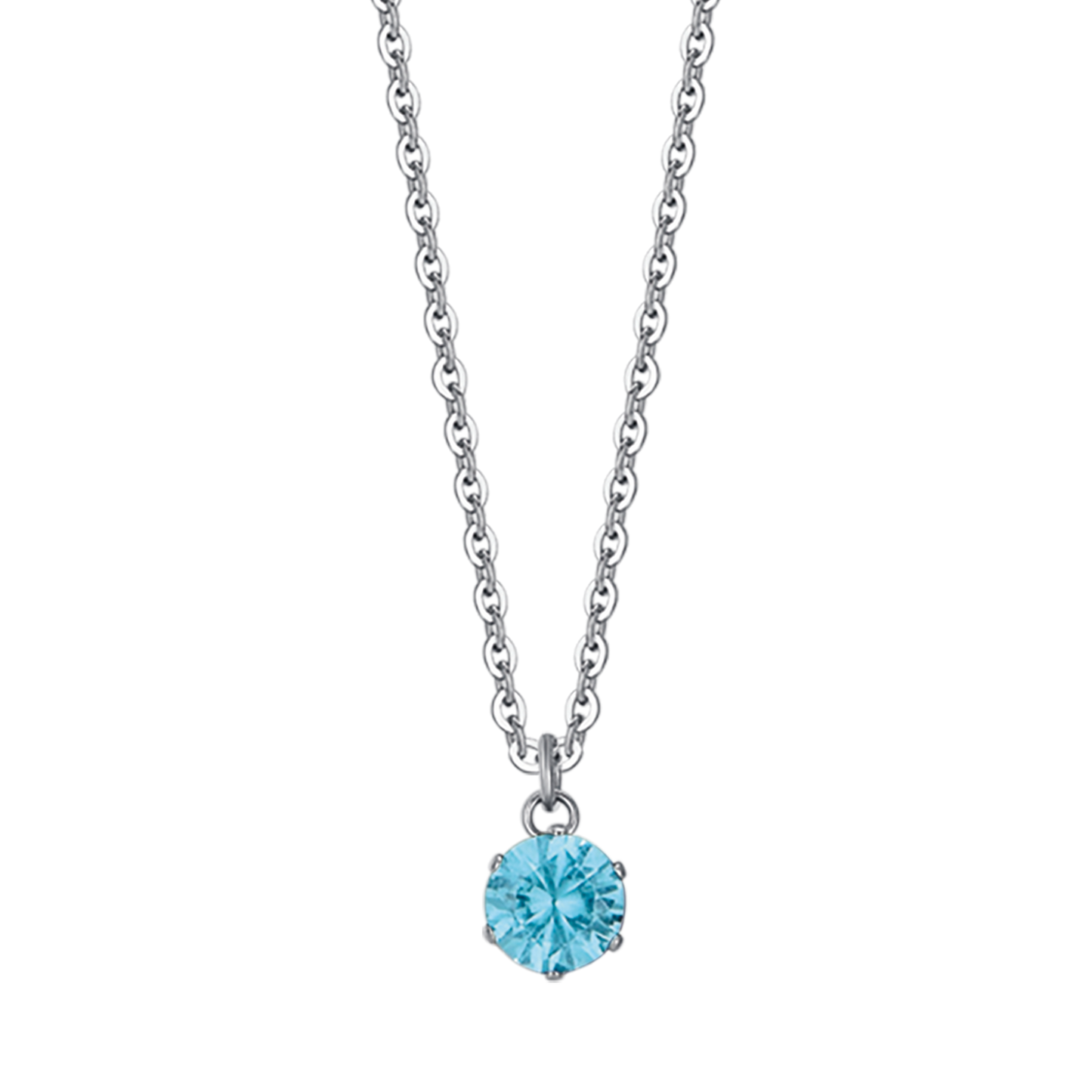 COLLAR DE ACERO PARA MUJER CON CRISTAL AZUL