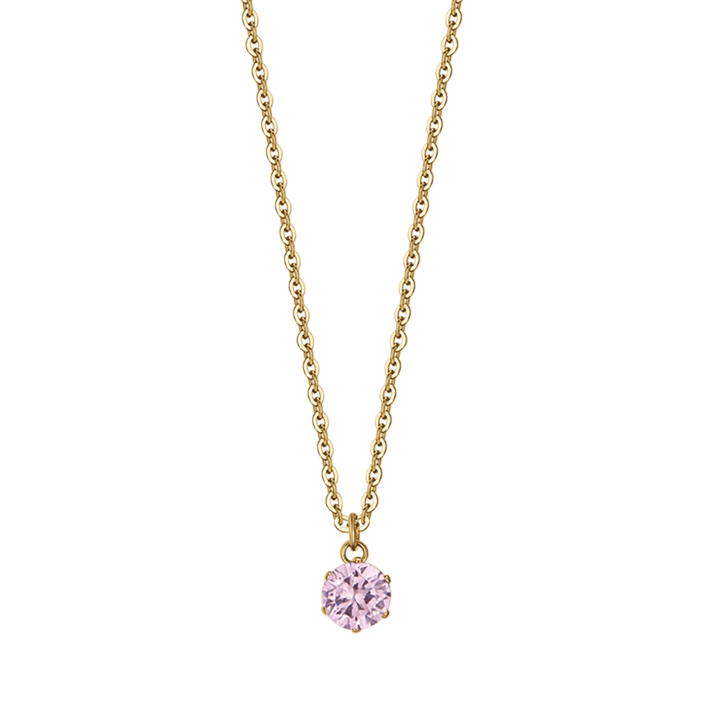 COLLAR DE ACERO PARA MUJER CON CRISTAL ROSA