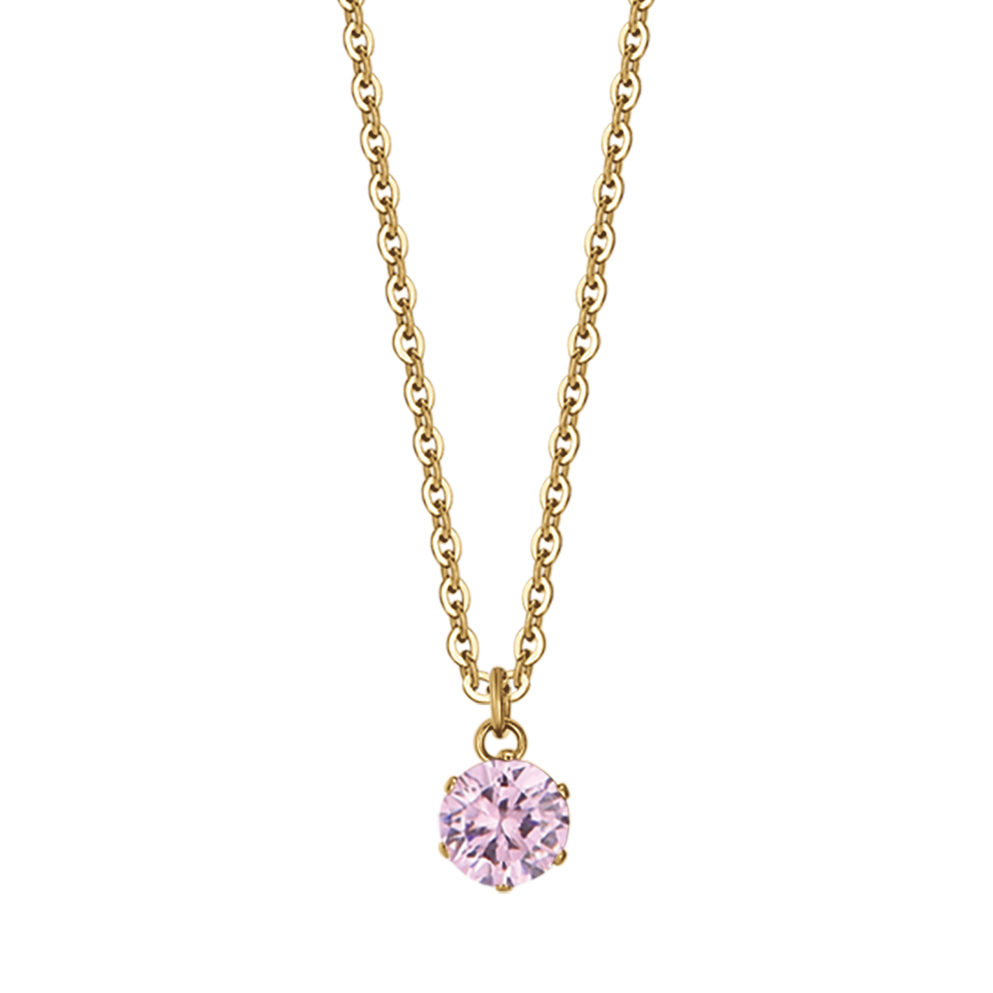 COLLAR DE ACERO PARA MUJER CON CRISTAL ROSA
