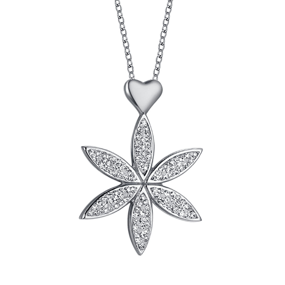 COLLAR DE ACERO PARA MUJER CON FLOR DE LA VIDA Y CORAZÓN