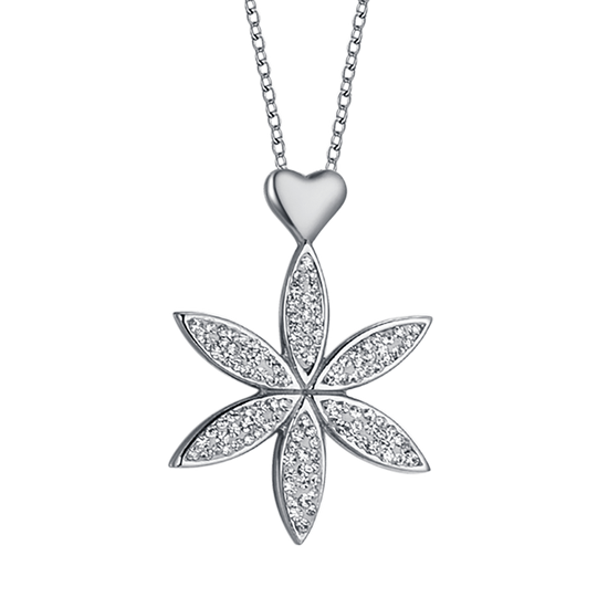 COLLAR DE ACERO PARA MUJER CON FLOR DE LA VIDA Y CORAZÓN