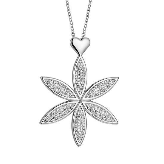 COLLAR LARGO DE ACERO PARA MUJER CON FLOR DE LA VIDA Y CORAZON