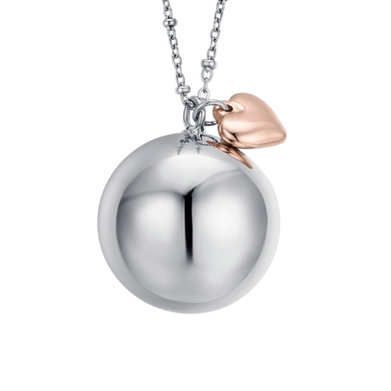 COLLAR LLAMA ÁNGELES EN COLGANTE DE METAL DE ACERO CON COLGANTES DE CORAZÓN ROSA