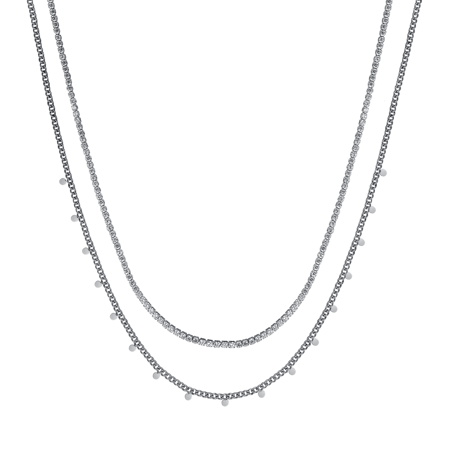 COLLAR DE ACERO PARA MUJER CON CRISTALES BLANCOS