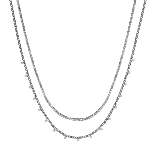 COLLAR DE ACERO PARA MUJER CON CRISTALES BLANCOS