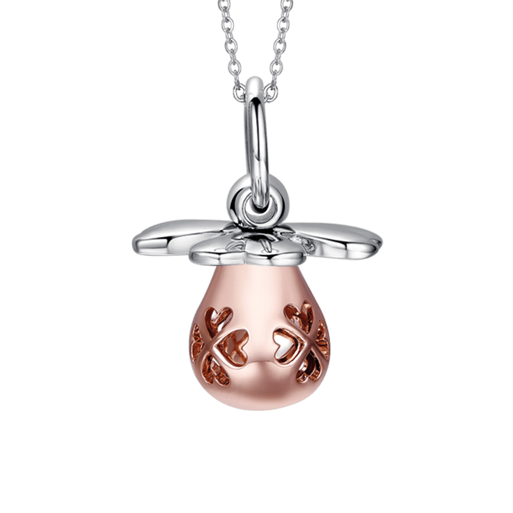 COLLAR DE LLAMADA DE ÁNGEL DE ACERO CON MANIQUÍ DE METAL ROSA IP