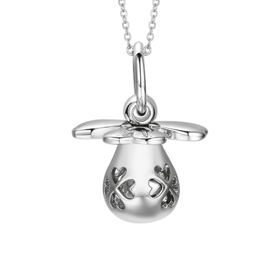 COLLAR DE LLAMADA DE ÁNGEL DE ACERO CON MANIQUÍ DE METAL ROSA IP