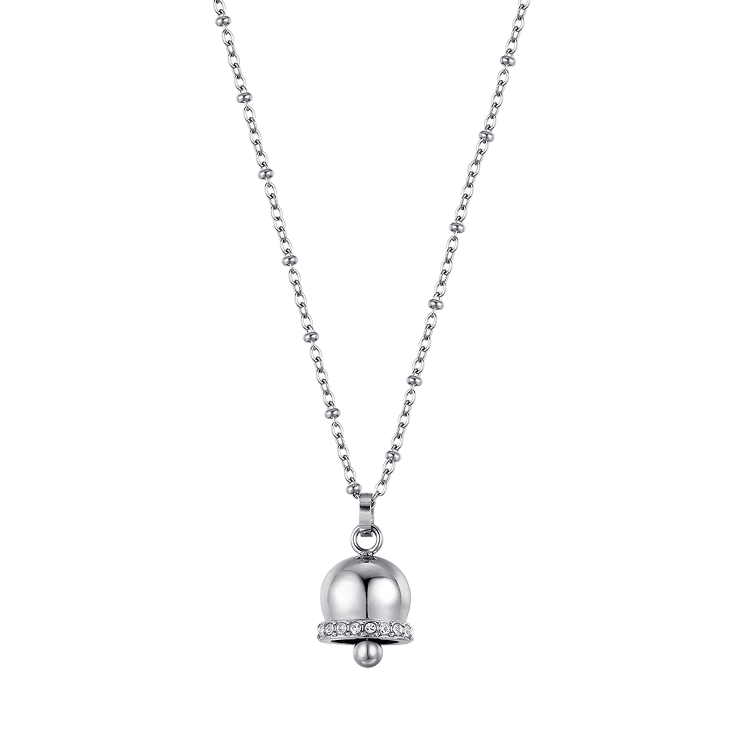 COLLAR DE CAMPANA DE ACERO PARA MUJER CON CRISTALES BLANCOS