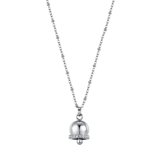 COLLAR DE CAMPANA DE ACERO PARA MUJER CON CRISTALES BLANCOS