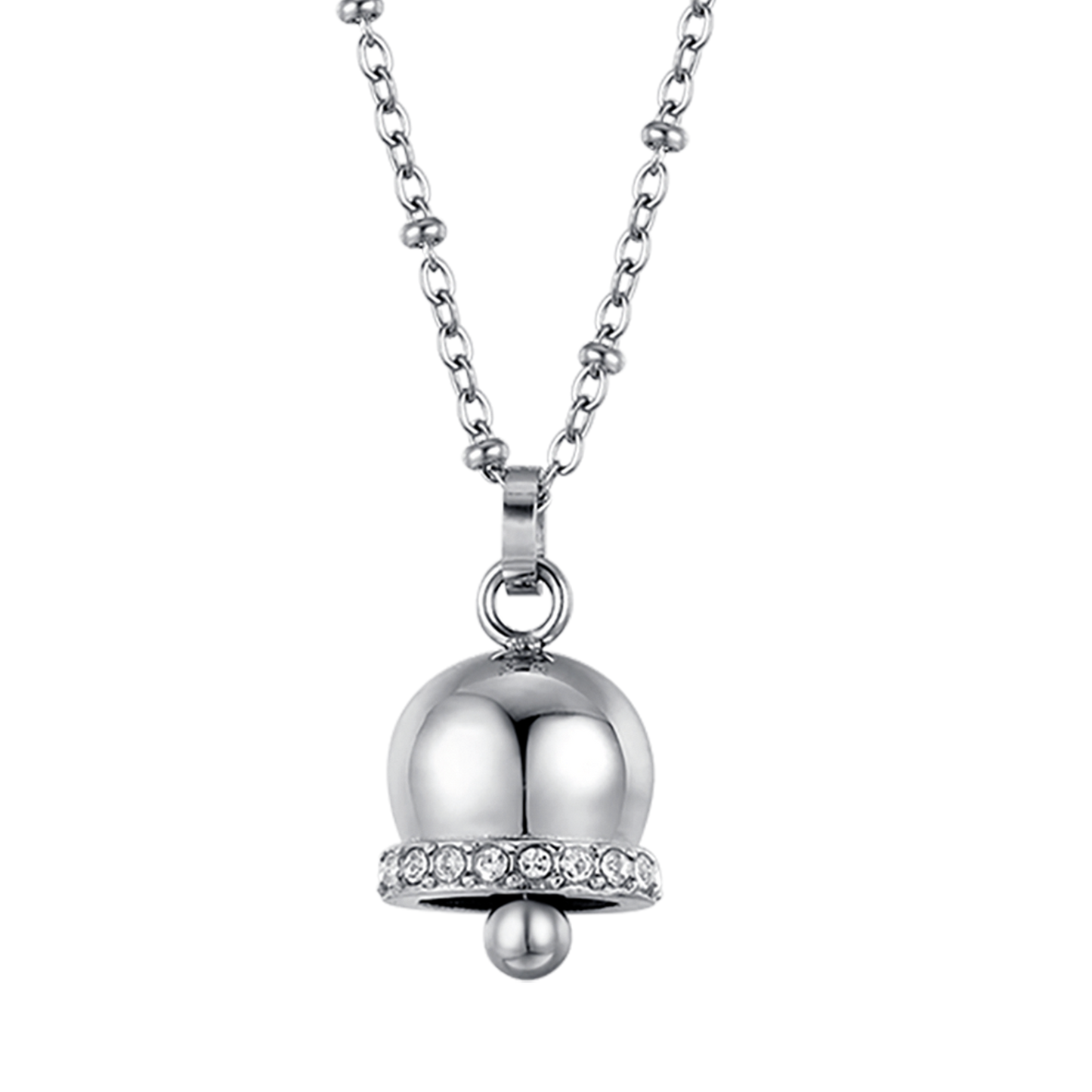 COLLAR DE CAMPANA DE ACERO PARA MUJER CON CRISTALES BLANCOS