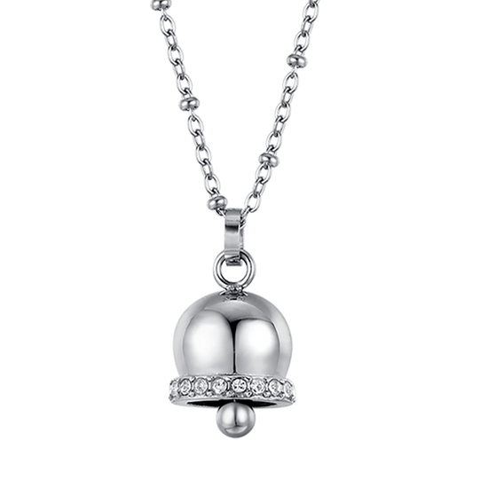 COLLAR DE CAMPANA DE ACERO PARA MUJER CON CRISTALES BLANCOS