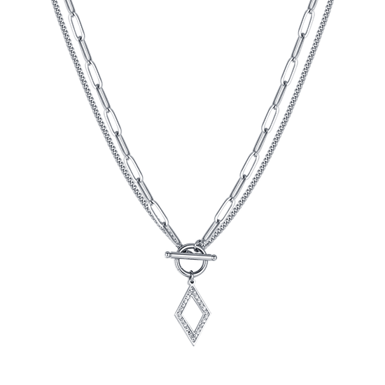 COLLAR DE ACERO PARA MUJER CON CRISTALES BLANCOS