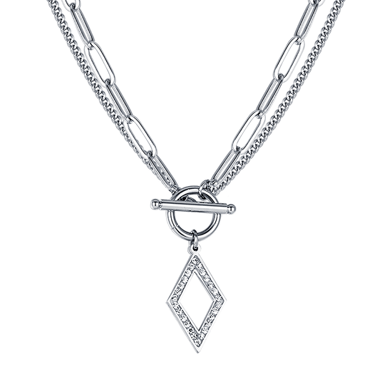 COLLAR DE ACERO PARA MUJER CON CRISTALES BLANCOS