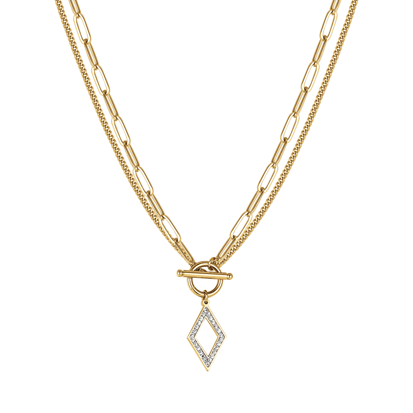 COLLAR DE ACERO PARA MUJER CON CRISTALES BLANCOS