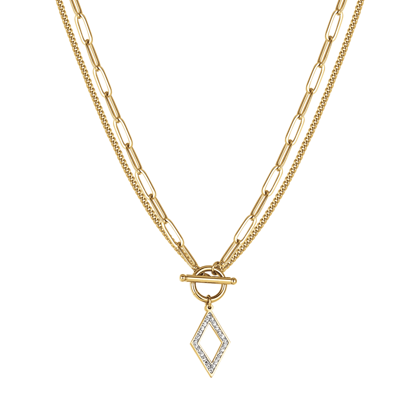 COLLAR DE ACERO PARA MUJER CON CRISTALES BLANCOS