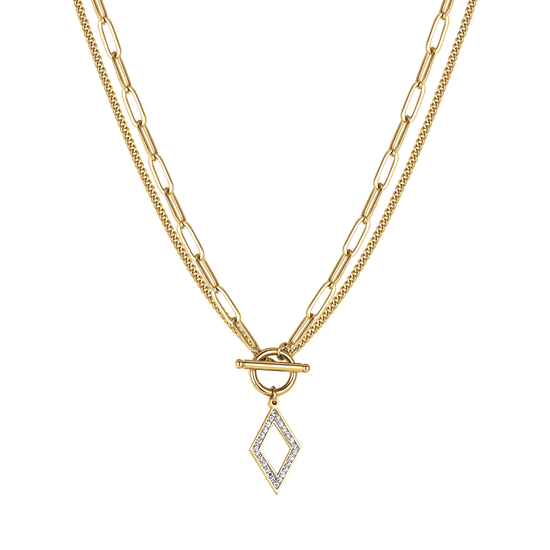 COLLAR DE ACERO PARA MUJER CON CRISTALES BLANCOS