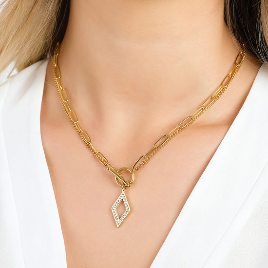 COLLAR DE ACERO PARA MUJER CON CRISTALES BLANCOS