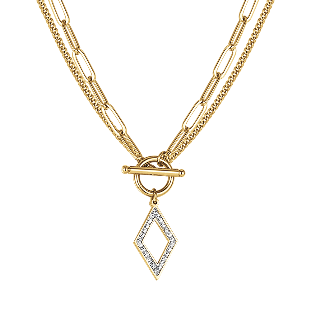 COLLAR DE ACERO PARA MUJER CON CRISTALES BLANCOS