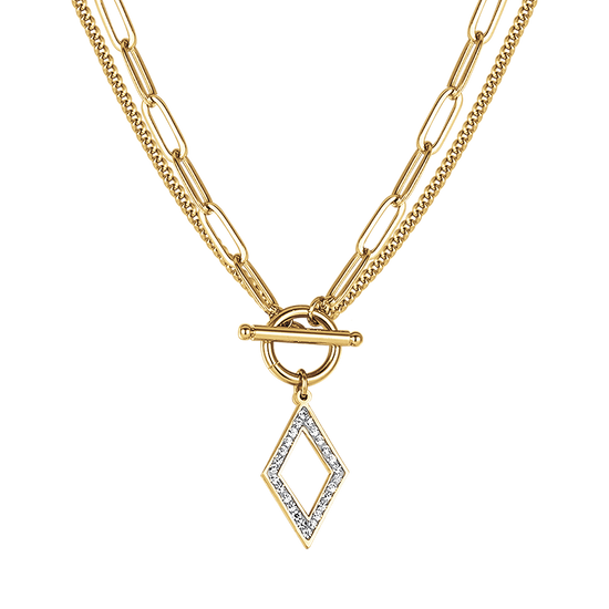 COLLAR DE ACERO PARA MUJER CON CRISTALES BLANCOS