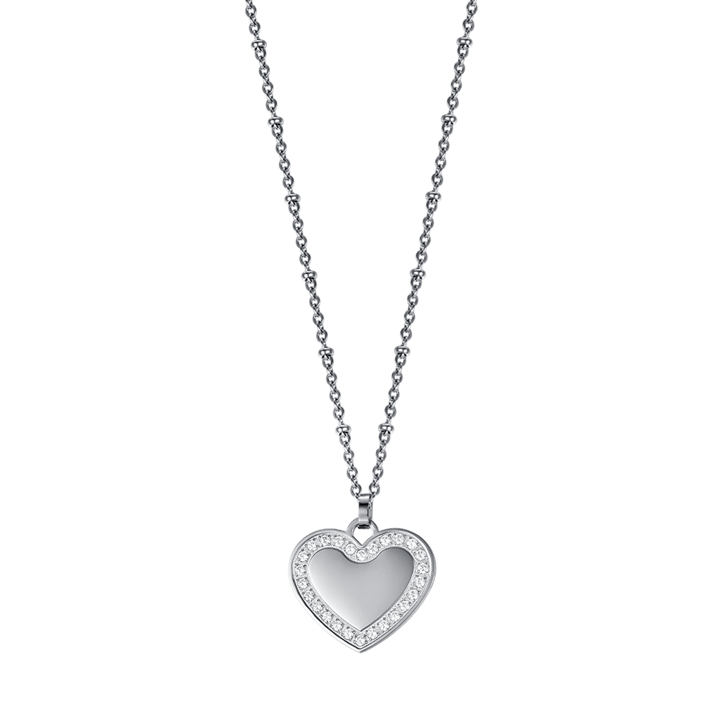 COLLAR DE ACERO PARA MUJER CON CORAZÓN CON CRISTALES BLANCOS Luca Barra