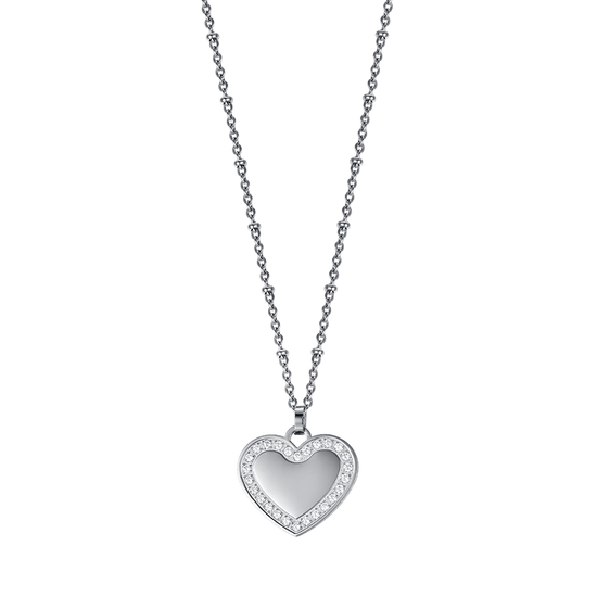 COLLAR DE ACERO PARA MUJER CON CORAZÓN CON CRISTALES BLANCOS Luca Barra