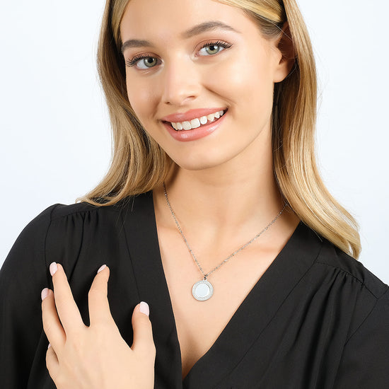 COLLAR DE ACERO PARA MUJER CON CRISTALES BLANCOS