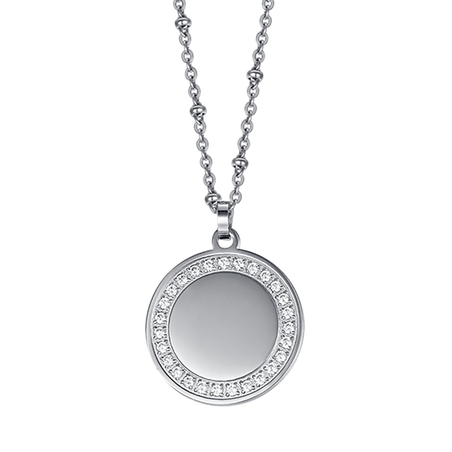 COLLAR DE ACERO PARA MUJER CON CRISTALES BLANCOS