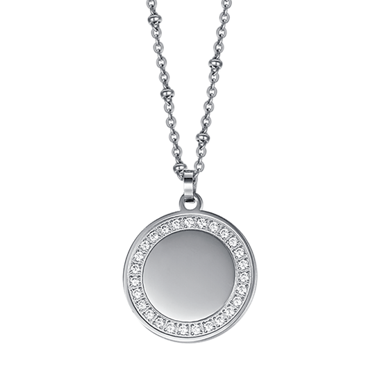 COLLAR DE ACERO PARA MUJER CON CRISTALES BLANCOS