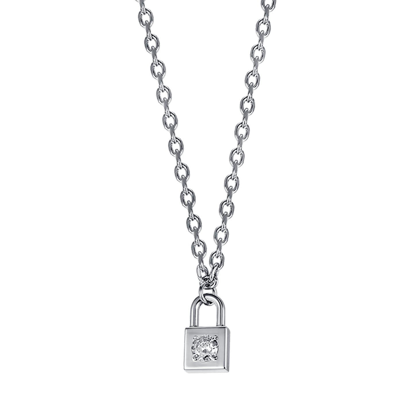 COLLAR DE ACERO PARA MUJER CON CANDADO CON CRISTAL BLANCO