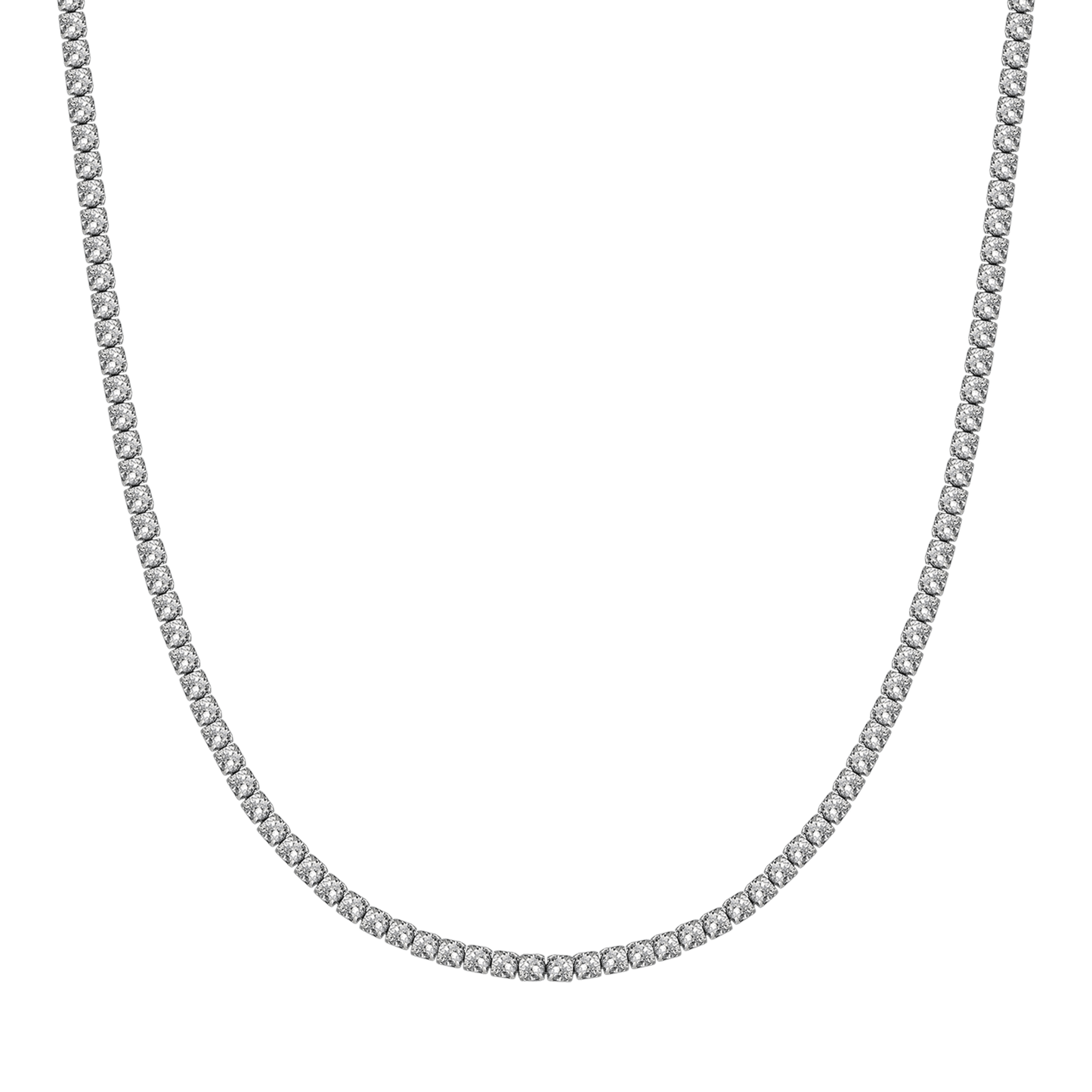 COLLAR TENIS DE ACERO PARA MUJER CON CRISTALES BLANCOS DE 4 MM