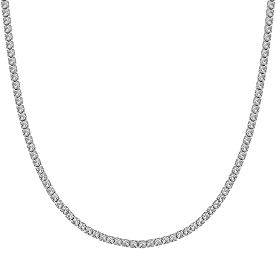 COLLAR TENIS DE ACERO PARA MUJER CON CRISTALES BLANCOS DE 4 MM
