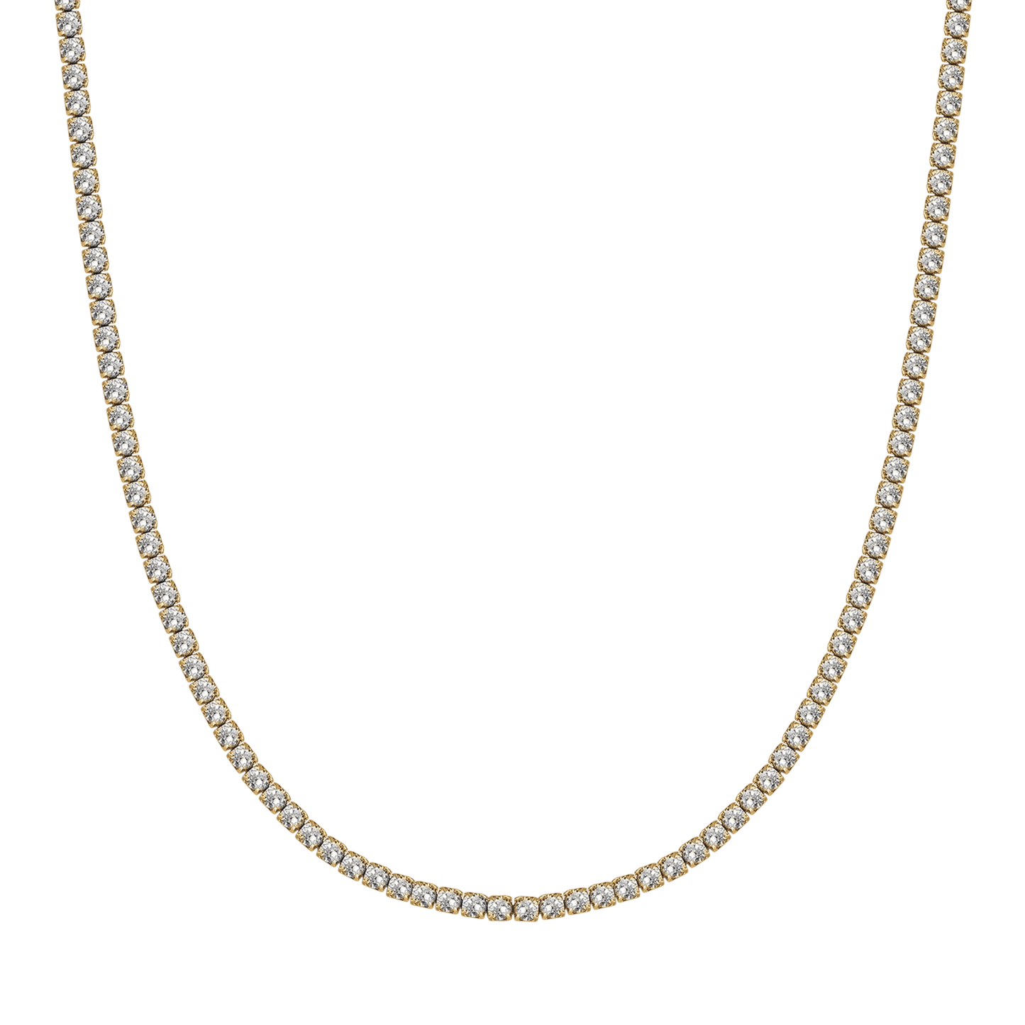 COLLAR TENIS DE ACERO PARA MUJER CON CRISTALES BLANCOS DE 4 MM