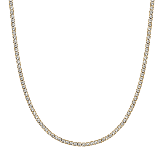 COLLAR TENIS DE ACERO PARA MUJER CON CRISTALES BLANCOS DE 4 MM