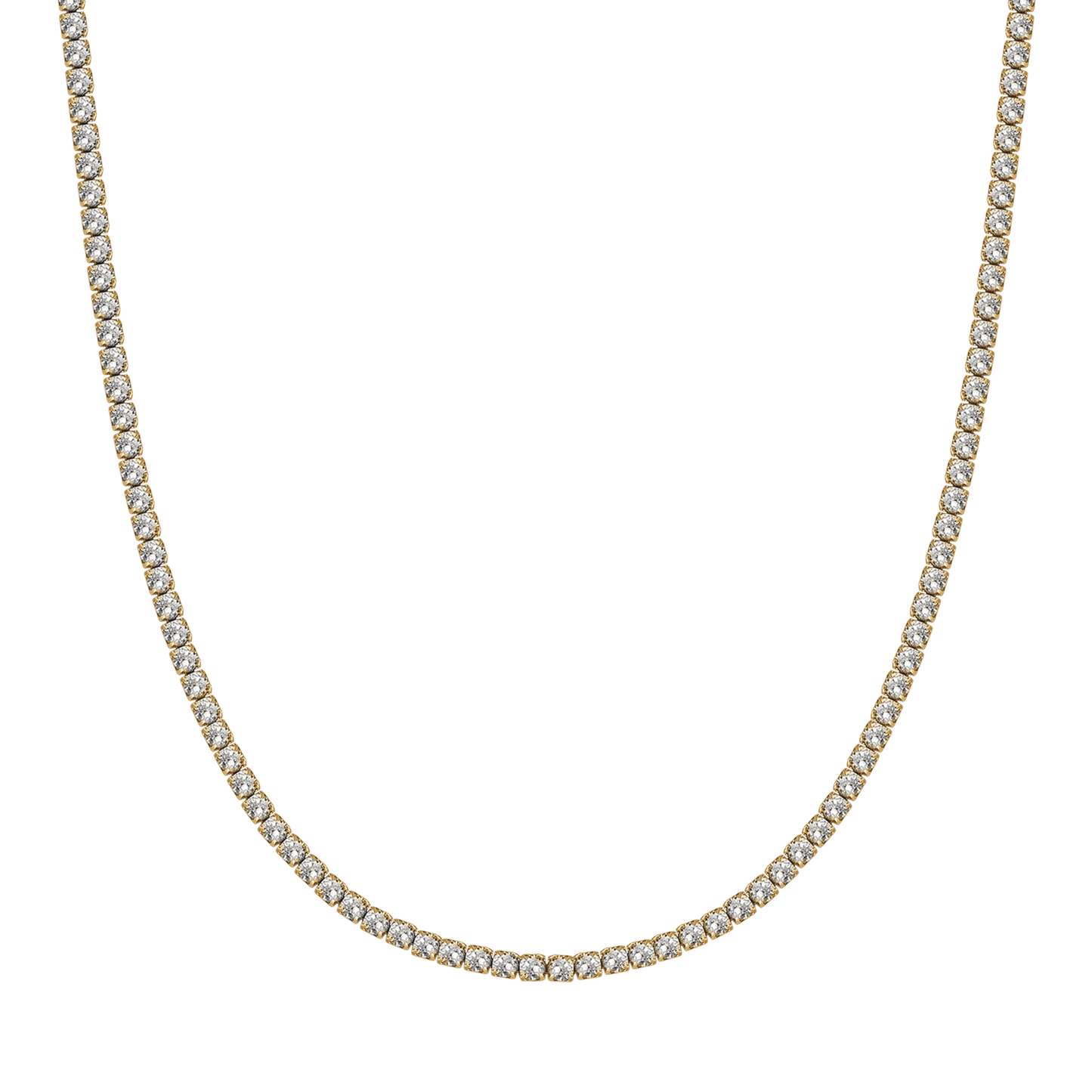 COLLAR TENIS DE ACERO PARA MUJER CON CRISTALES BLANCOS DE 4 MM