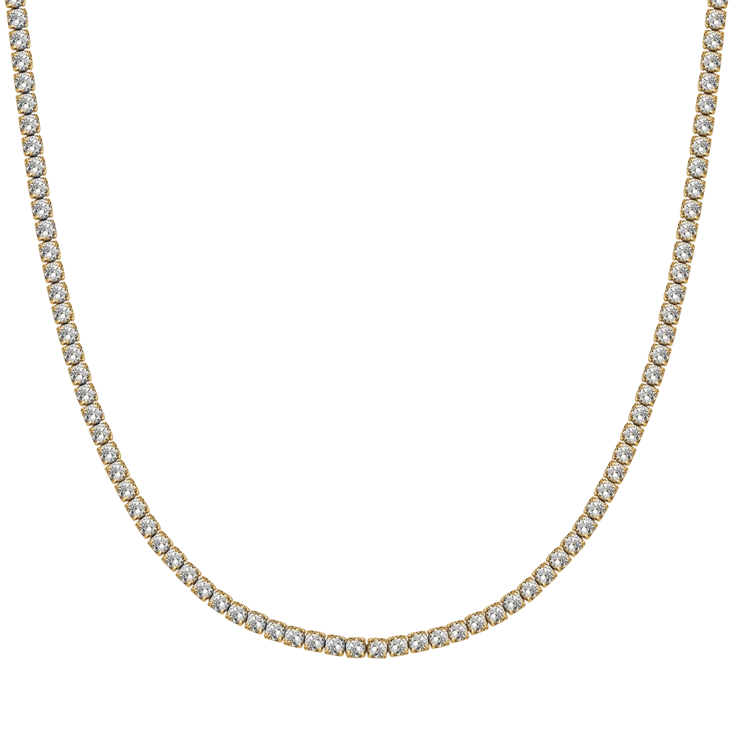 COLLAR TENIS DE ACERO PARA MUJER CON CRISTALES BLANCOS DE 4 MM