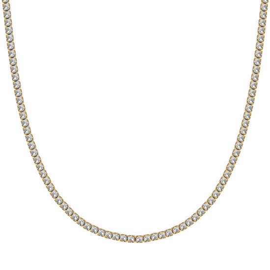 COLLAR TENIS DE ACERO PARA MUJER CON CRISTALES BLANCOS DE 4 MM