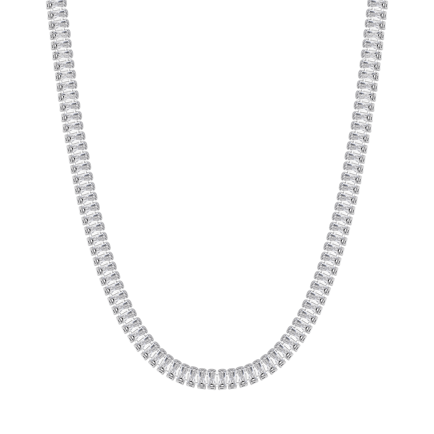 COLLAR DE ACERO PARA MUJERES CON CRISTALES BAGUETTE BLANCOS